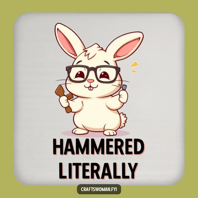 Funny Rabbit Carpenter Coasters: Protect Surfaces with Hilarious DIY Charm, a Perfect Funny Gift!