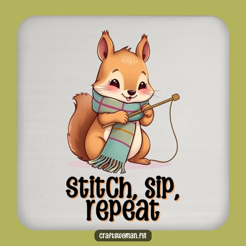 Funny Squirrel Stitcher Coasters: Protect Surfaces, Perfect Gift!