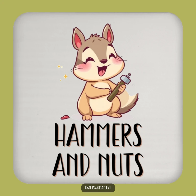 Funny Squirrel Hammering Coaster: Hilarious Protection for Tables, Perfect Gift