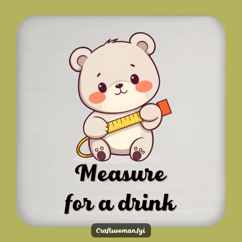 Funny Bear Measuring Drink Coaster: Protect Surfaces with Humorous Precision