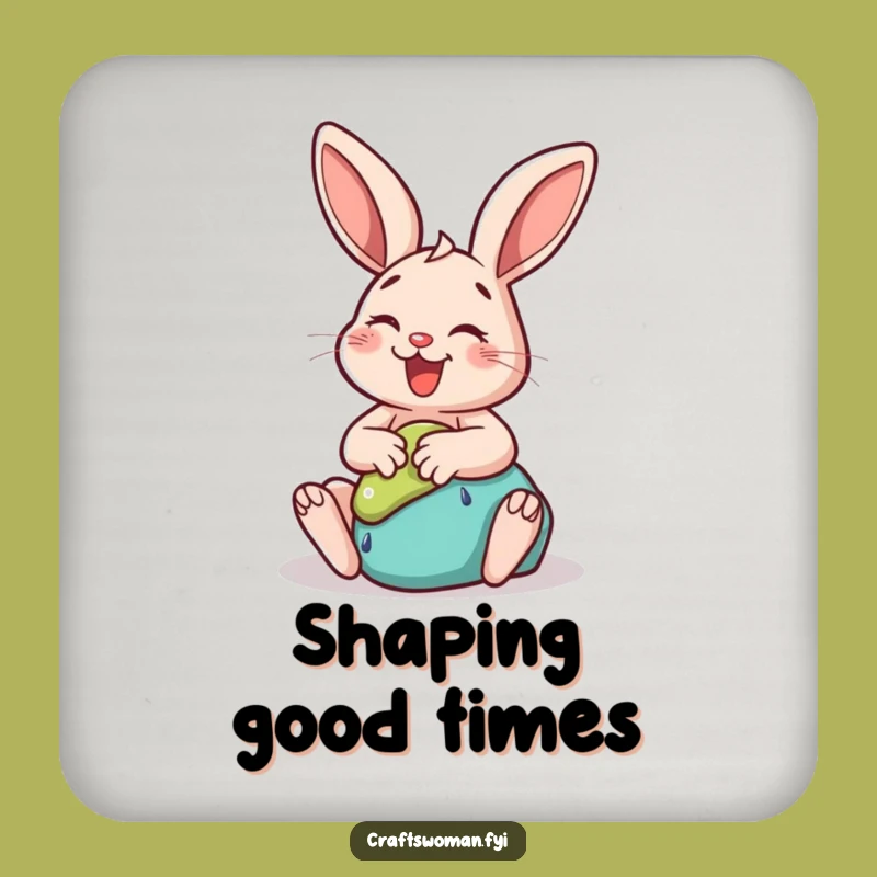 Funny Rabbit Clay Art Coaster - Protect Surfaces with Humor
