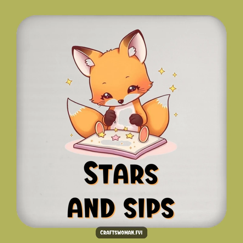 Funny Fox Glitter Coaster: Creative Protection for Tables, Hilarious Gift