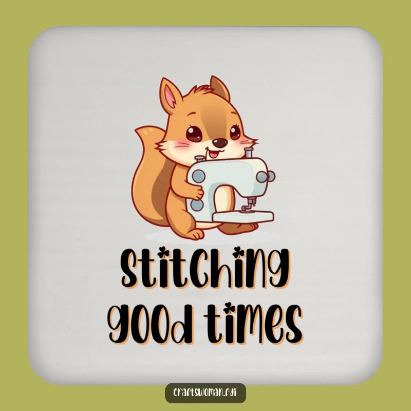 Funny Squirrel Sewing Coaster Set - Hilarious Protection for Tables
