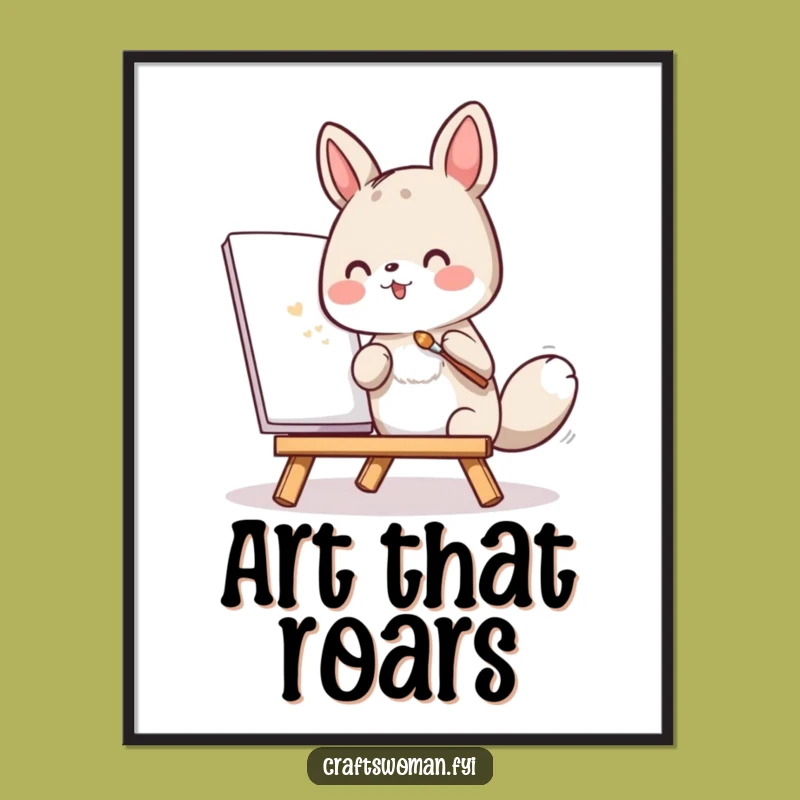 Funny Animal Artist Painting Poster - Whimsical Wall Art, Humorous Gift