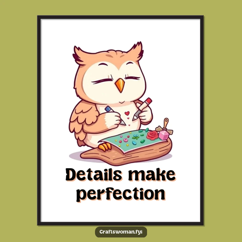 Funny Owl Craft Art Poster - Wise Wall Decor for Hobbyists