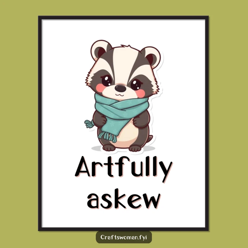 Funny Badger Knitter Poster: Hilarious Handmade Wall Art with a Proud Badger, a Great Funny Gift!