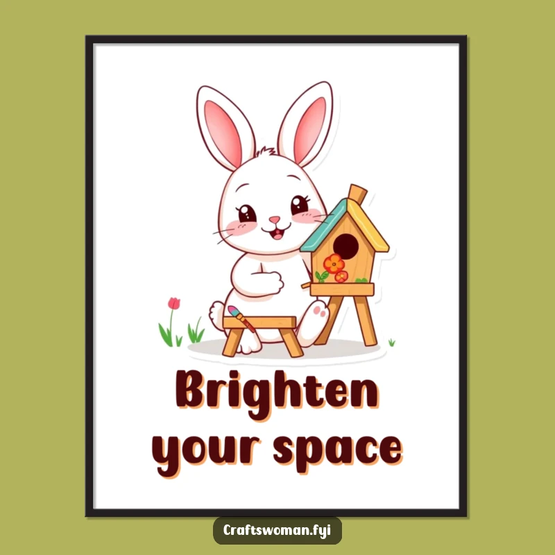 Funny Rabbit Painting Poster: Whimsical Wall Art for Creative Spaces