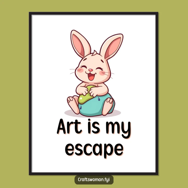Funny Rabbit Sculpting Art Poster - Whimsical Wall Decor Gift