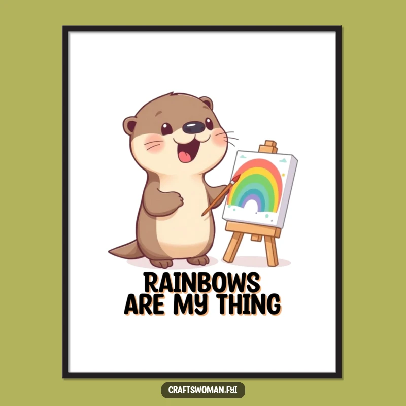 Funny Otter Painting Poster: Vibrant Wall Art for Creative Spaces