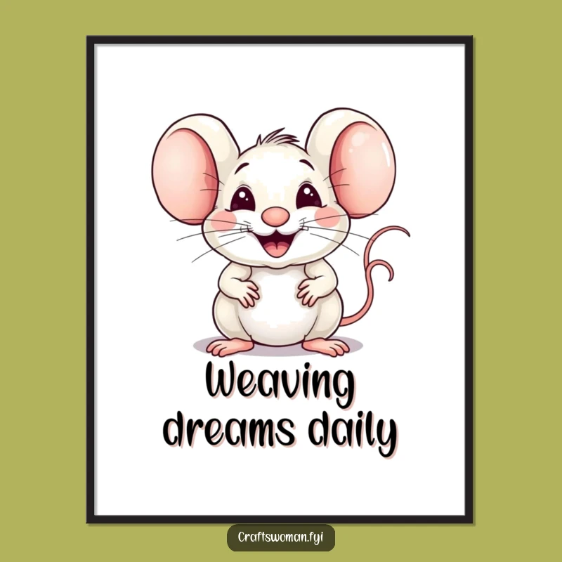 Funny Mouse Weaver Poster: Hilarious Crafting Wall Art with a Proud Mouse, a Great Funny Gift!