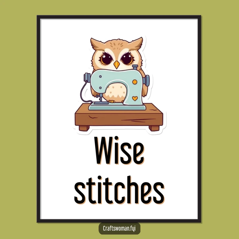 Funny Owl Sewing Poster - Wise Wall Art for the Crafty Home