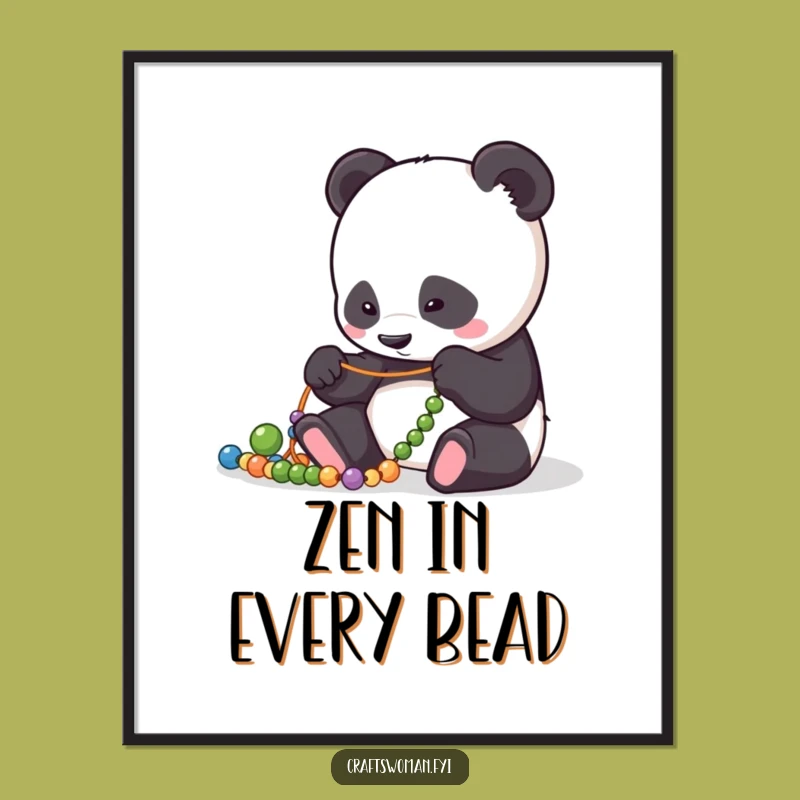 Funny Panda Bead Arranger Poster: Focused Art Piece - Minimalist Decor