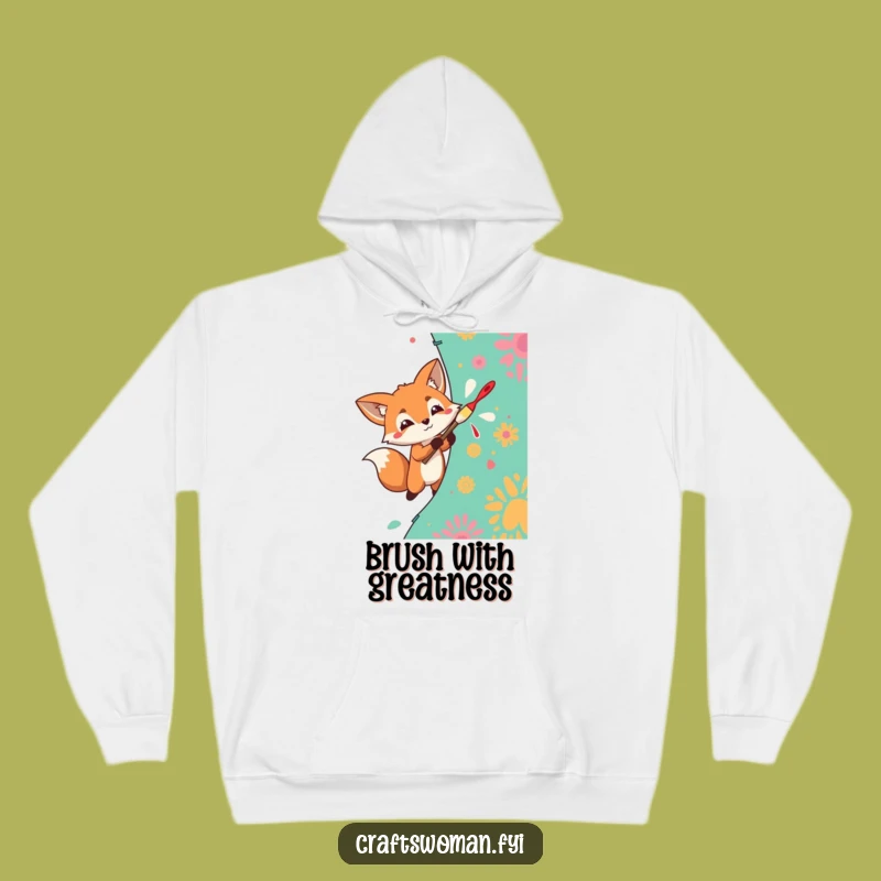 Funny Fox Painter Hoodie: Artistic Warmth, Perfect Gift for Creatives!