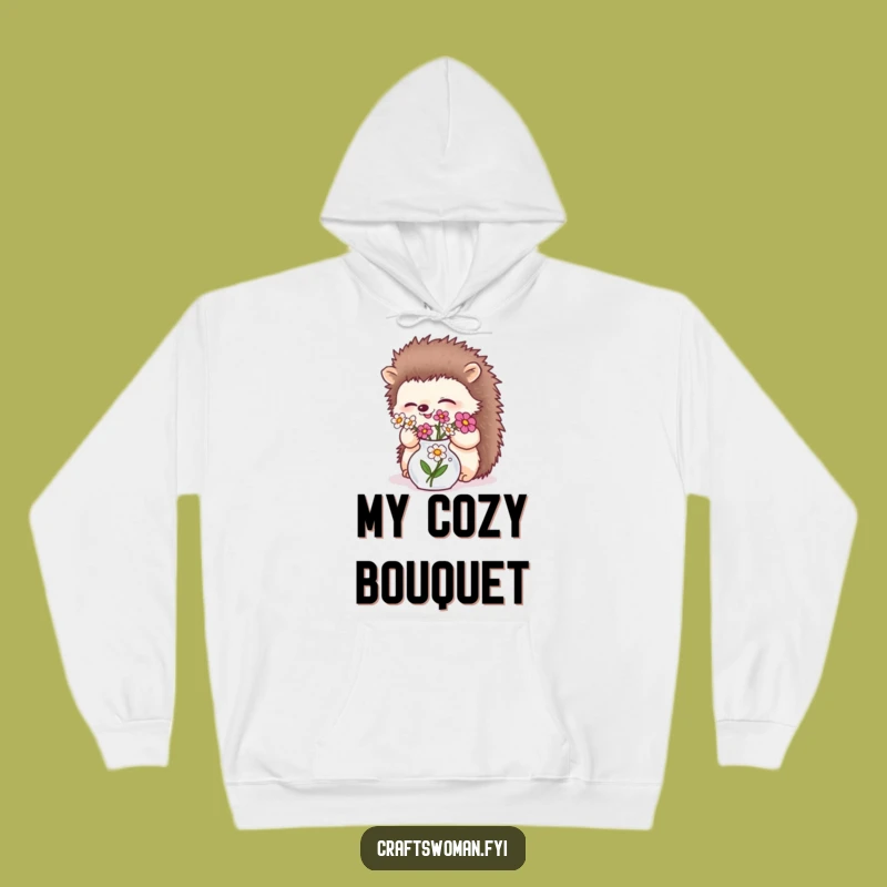 Cozy Funny Hedgehog Flower Hoodie: Warm Comfort with Natural Charm