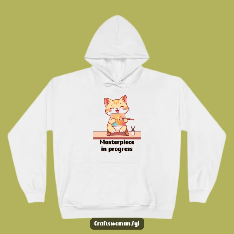 Funny Cat Artist Hoodie: Cozy up with a Happy Cat Painter, Ultimate Funny Gift!