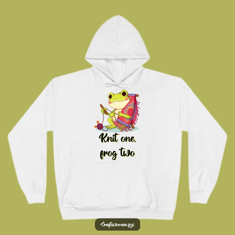 Funny Frog Stitcher Hoodie: Cozy Wearable Art - Cheerful Character Gift Idea