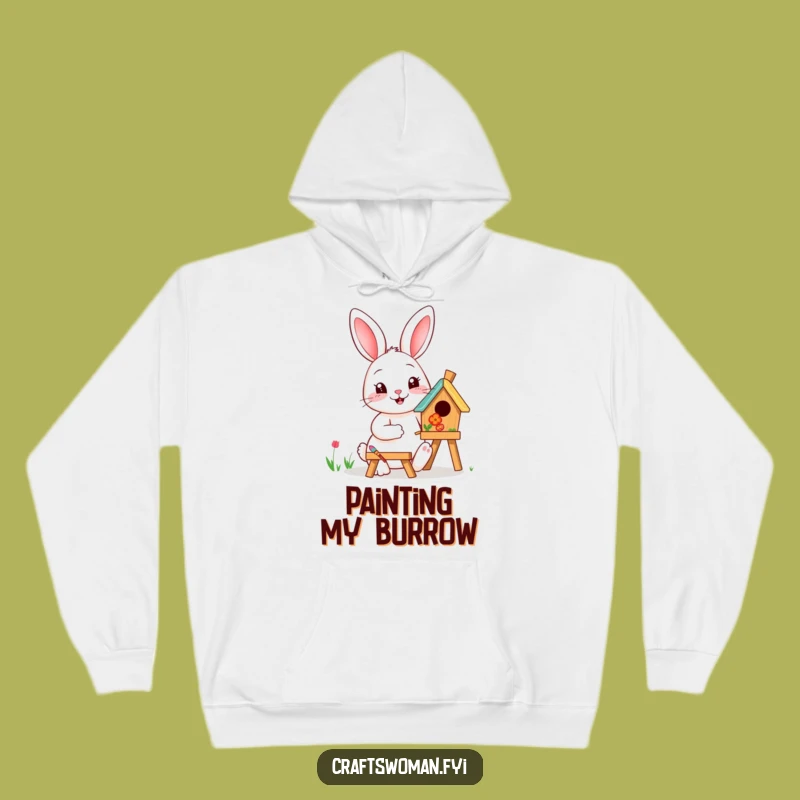 Cozy Funny Rabbit Painting Hoodie: Warm and Artistic Comfort