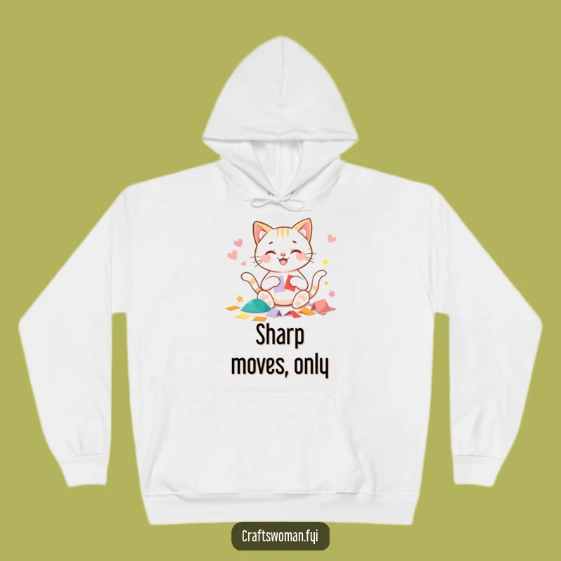 Funny Cat Crafting Hoodie - Cozy & Precise Hobby Apparel