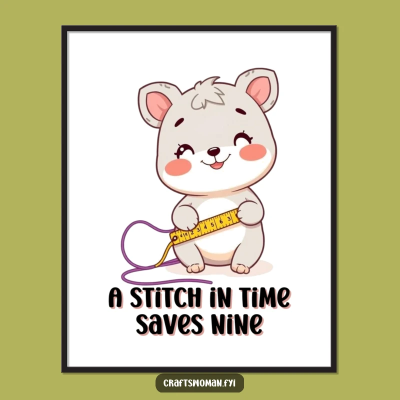 Free Printable Funny Wall Art: Happy Animal Measures Yarn - Downloadable Home Decor!