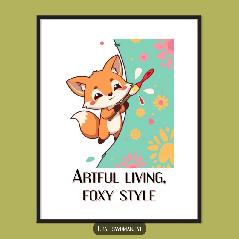 Funny Free Printable Wall Art: Fox Painting Fabric, Vibrant Creative Downloadable Decor