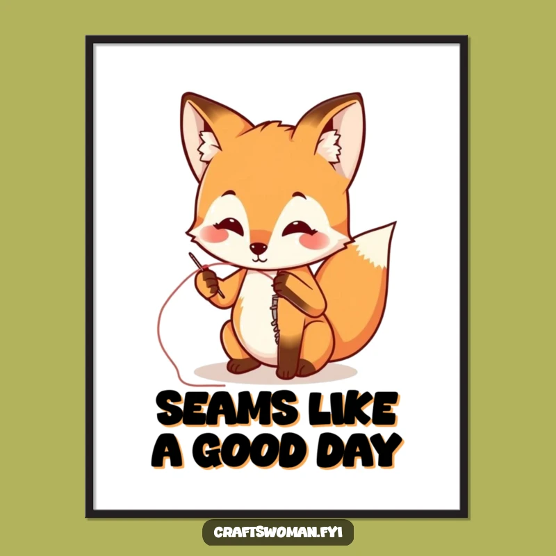 Free Printable Fox Sewing Art: Funny DIY Downloadable Wall Decor for Crafters