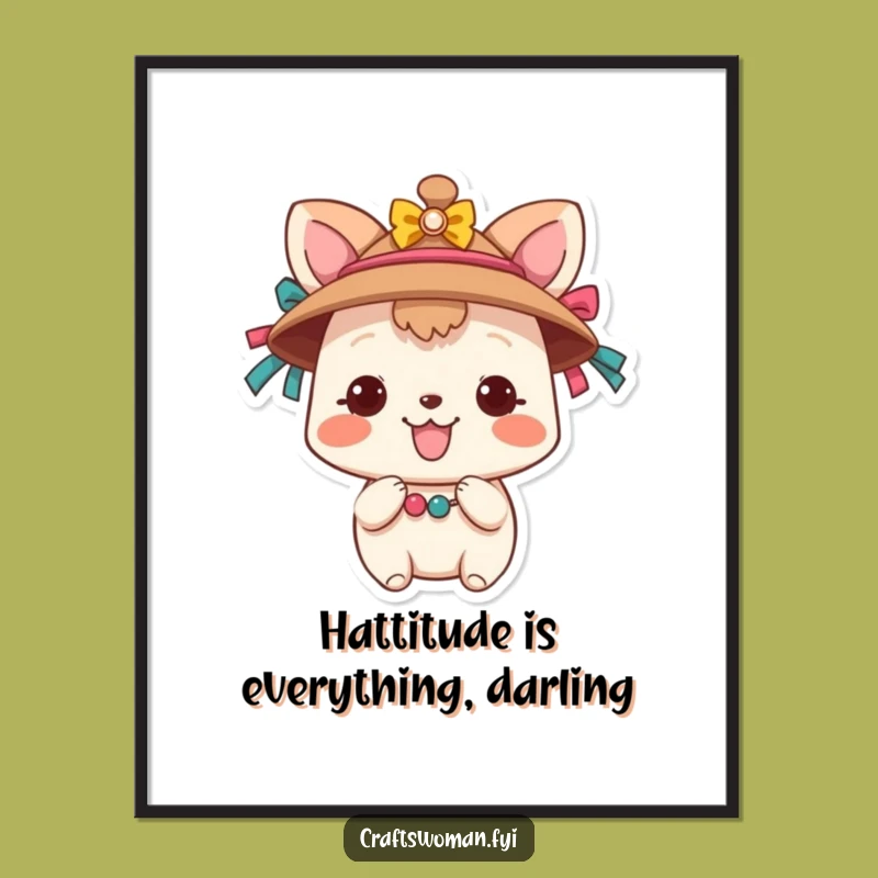Free Printable Funny Wall Art: Smiling Animal Hat Decorating Quirky Decor - Instant Download