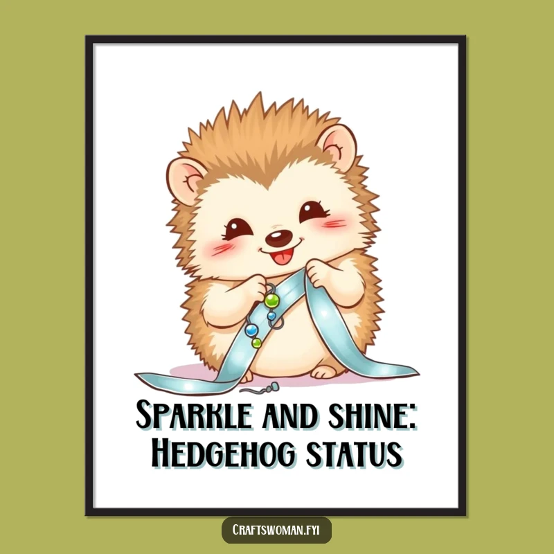 Free Printable Hedgehog Beads Art - Funny Animal Downloadable Poster for Crafty Spaces