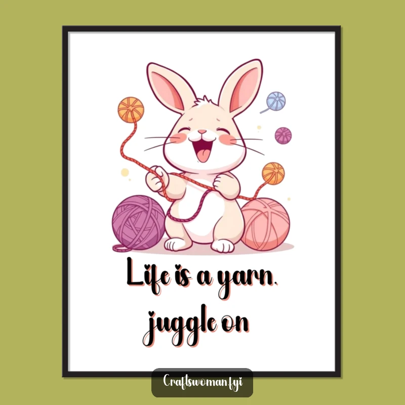 Funny Free Printable Rabbit Juggling Wall Art - Whimsical Downloadable Art for Home
