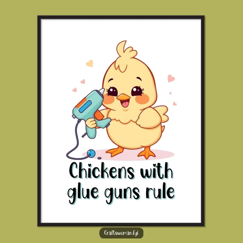 Funny Free Printable Wall Art: Happy Chick Crafting - Fun Downloadable Art!
