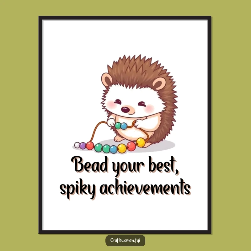 Funny Free Printable Wall Art: Hedgehog's Beadwork, Detailed DIY Decor