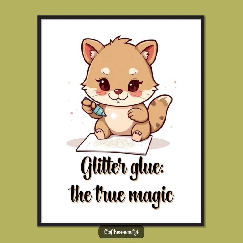 Free Printable Funny Wall Art: Glittery Animal Card Making Whimsy - Instant Download