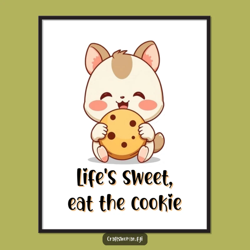 Free Printable Funny Wall Art: Joyful Animal Cookie Lover Decor - Instant Download