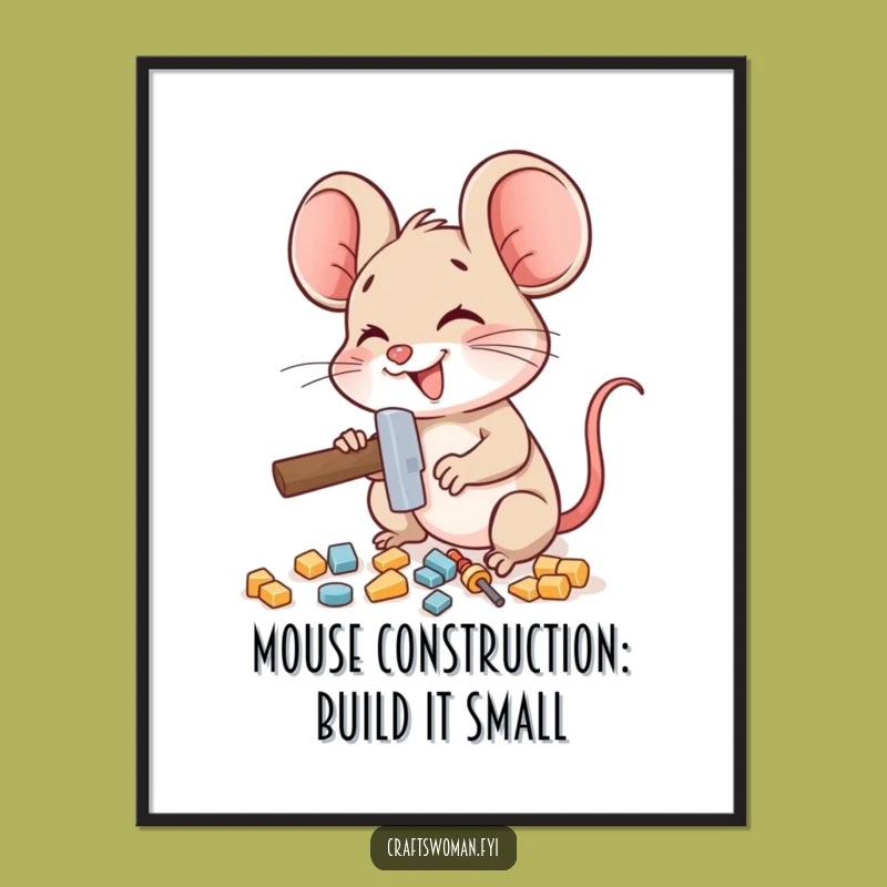 Funny Free Printable Wall Art: Mouse's Miniature Workshop, Downloadable Decor