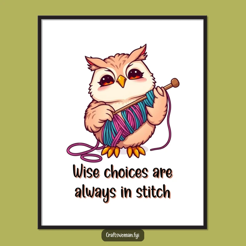 Funny Free Printable Wall Art: Joyful Owl Sewing - Downloadable Crafty Decor
