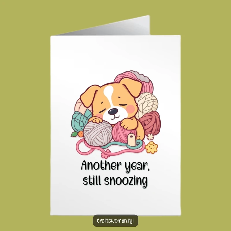 Free Printable Birthday Card: Sleepy Dog Crafts & Yarn Fun! A Hilarious DIY Gift.