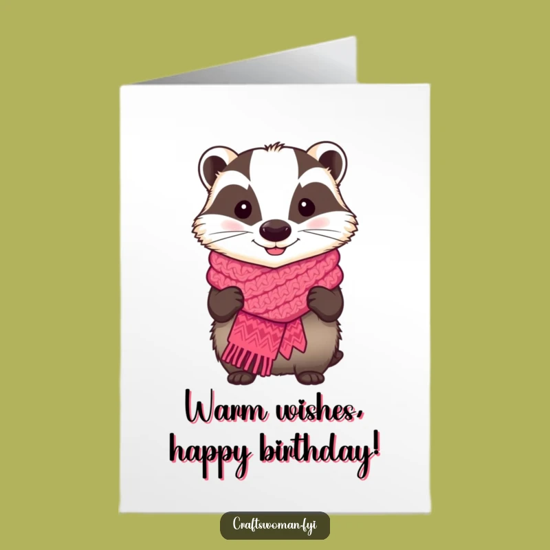 Free Printable Badger Scarf Card - Funny Birthday Downloadable Gift for Knitters