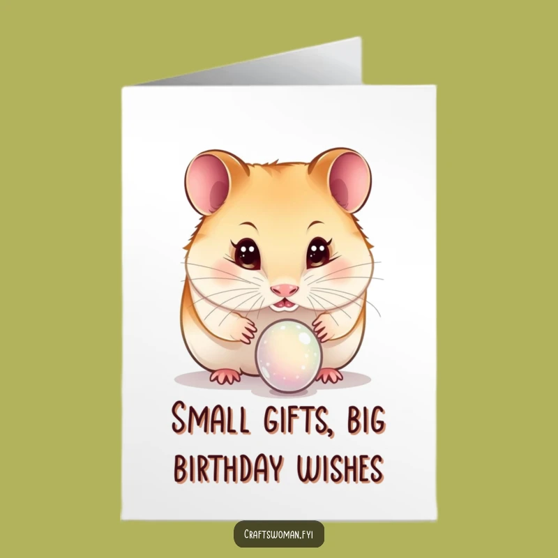 Free Printable Birthday Card: Curious Hamster & Bead - Cute & Funny Downloadable Greeting!