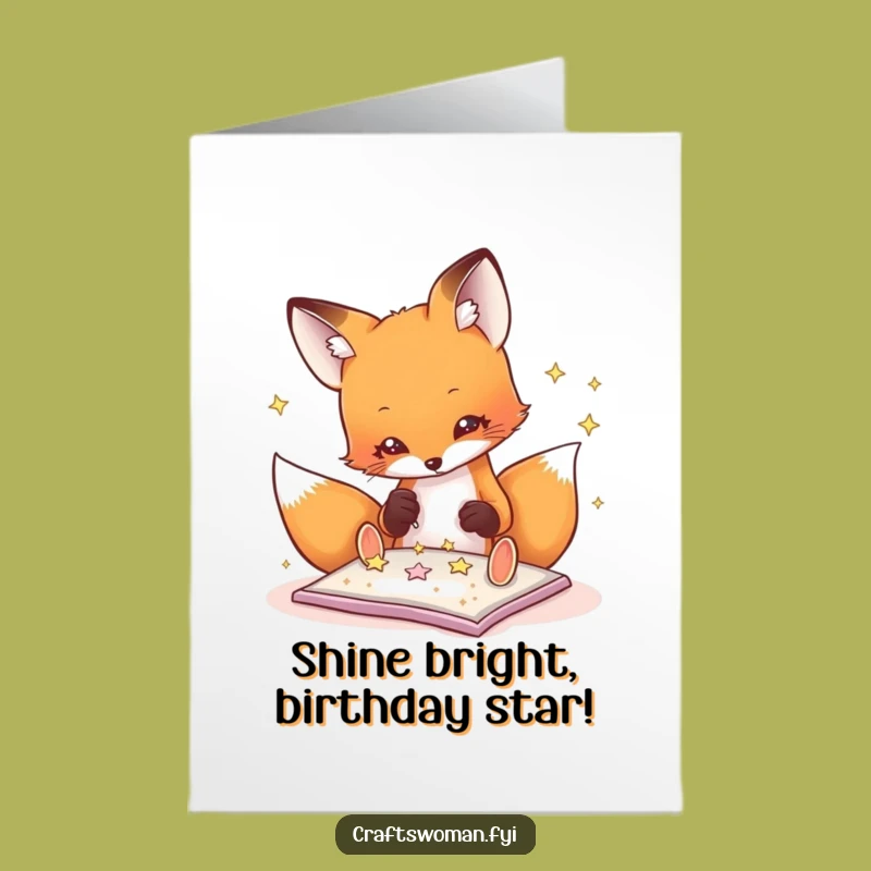 Free Printable Birthday Card: Fox's Crafty Sparkle - Funny Downloadable Gift