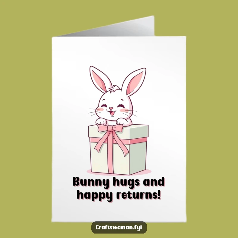Free Printable Birthday Card: Giggling Bunny Gift Wrapper, Funny Downloadable Surprise