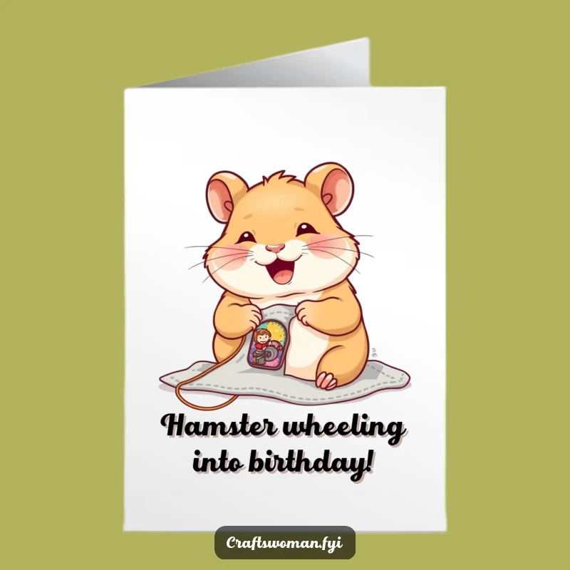 Free Printable Birthday Card: Hamster Sewing Patch, Tiny Details Downloadable Gift