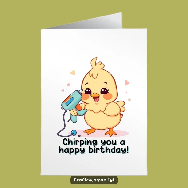 Free Printable Birthday Card: Happy Chick Crafting - Fun & Funny Downloadable Greeting!