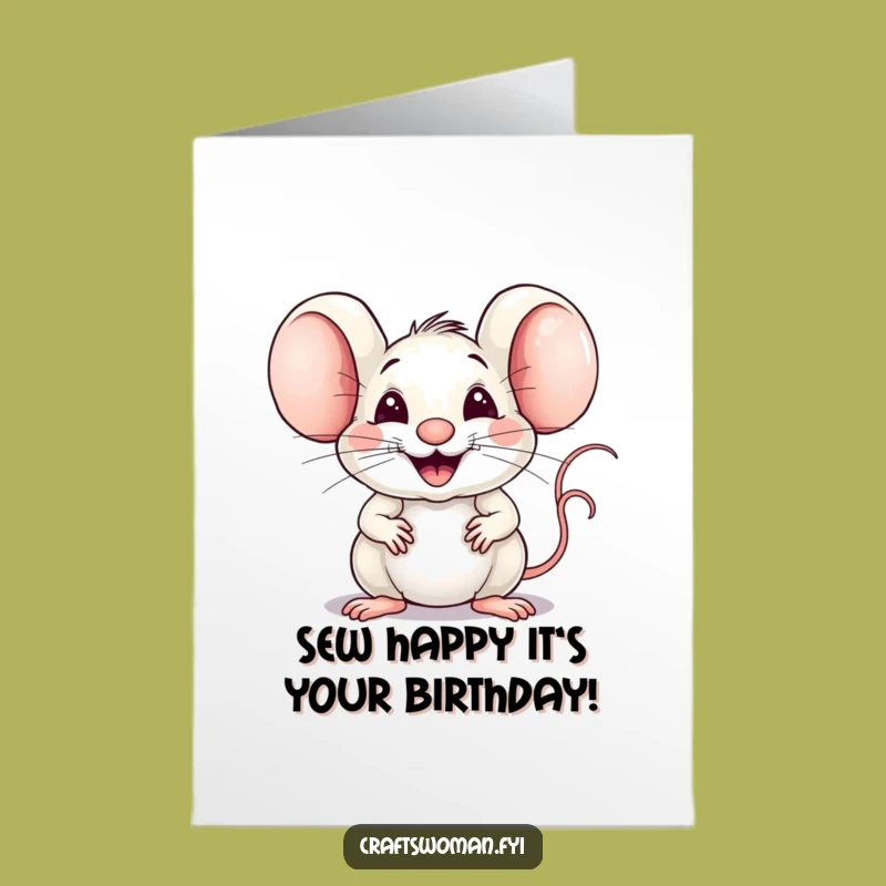 Free Printable Funny Birthday Card: Joyful Mouse DIY Greeting for a Crafty Celebration