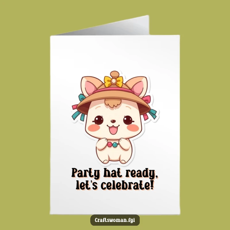 Free Printable Funny Birthday Card: Smiling Animal Hat Decorating Design - Hilarious DIY Download