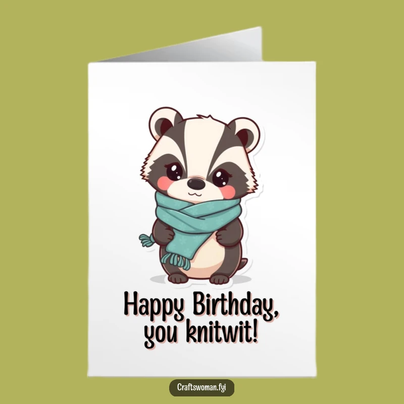 Free Printable Funny Birthday Card: Whimsical Badger DIY Greeting for a Cozy Bash