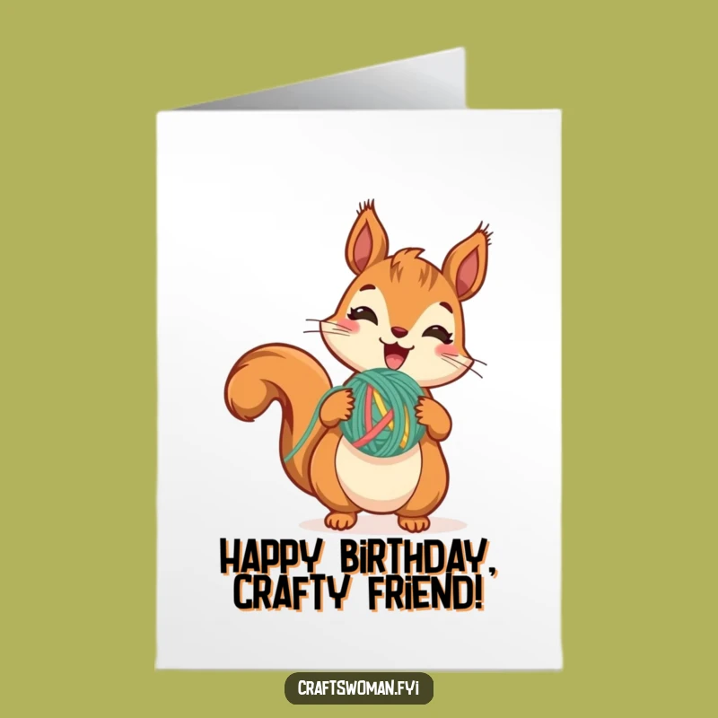 Free Printable Squirrel Birthday Card: Yarn Stitch Funny Downloadable Gift Crafty