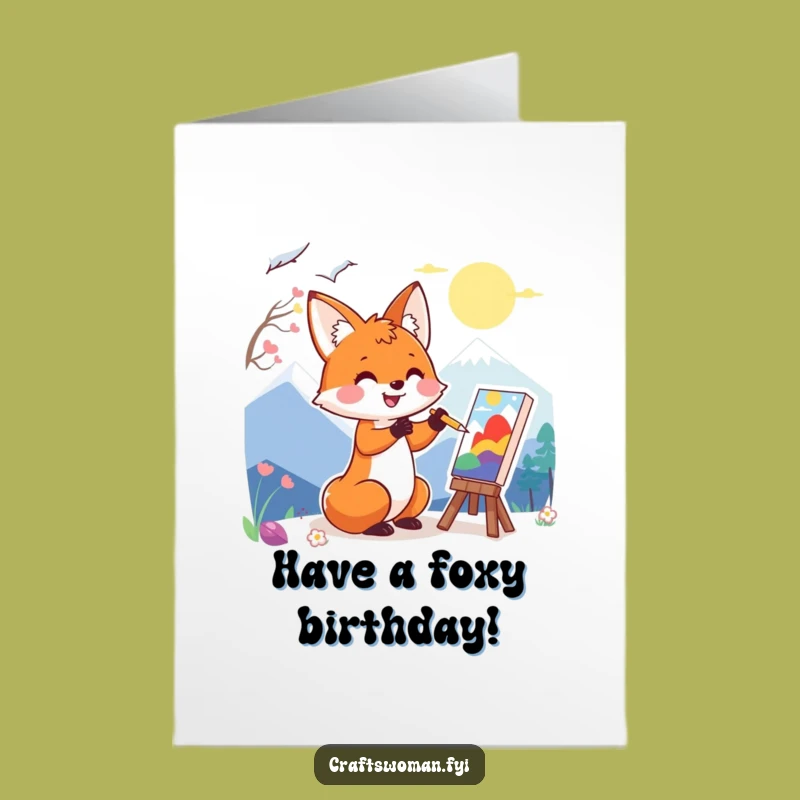 Free Printable Fox Birthday Card: Artistic Fox, DIY Downloadable Gift!