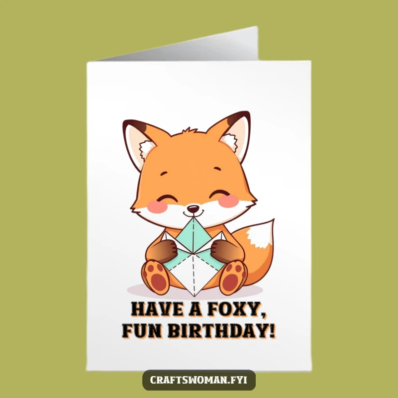 Free Printable Birthday Card: Fox Folding Origami Fun - Instant Download