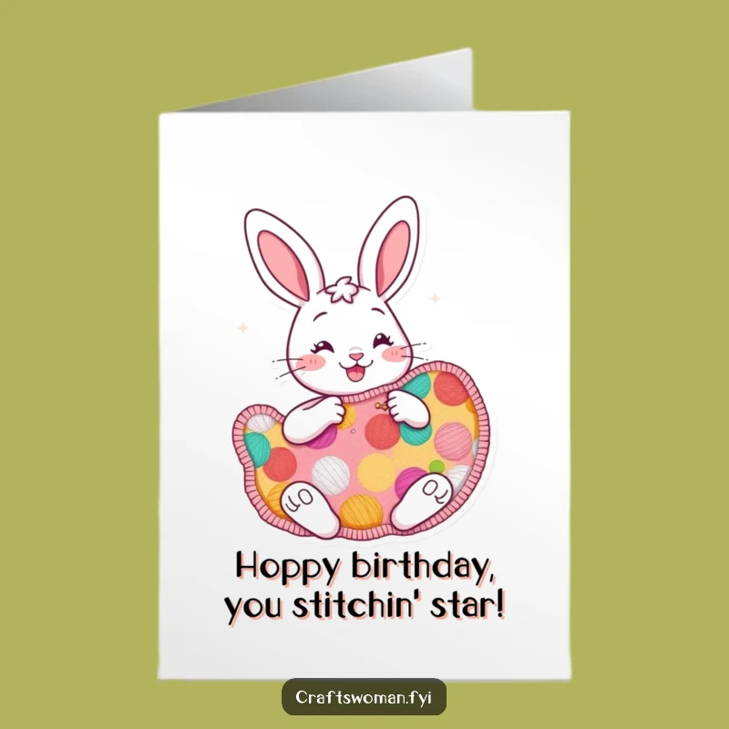 Free Printable Funny Bunny Birthday Card - Sewing Patch, Enthusiastic Download