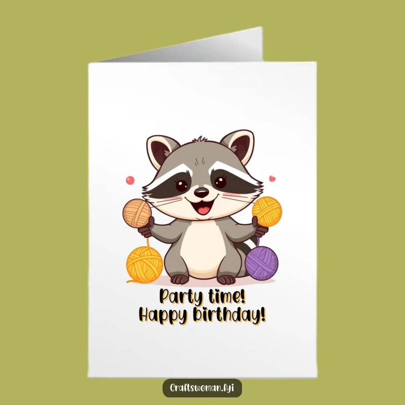 Free Printable Raccoon Juggling Card - Funny Birthday Downloadable Gift for Fun Lovers