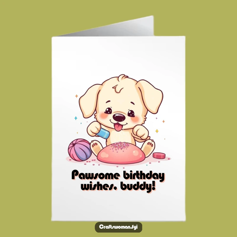 Free Printable Birthday Card: Puppy's Glitter Fun for a Happy Birthday!
